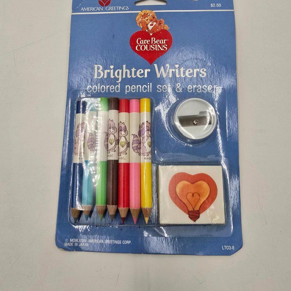 1980's Care Bears Brighter Writers Colored Pencil‎ Set & Eraser